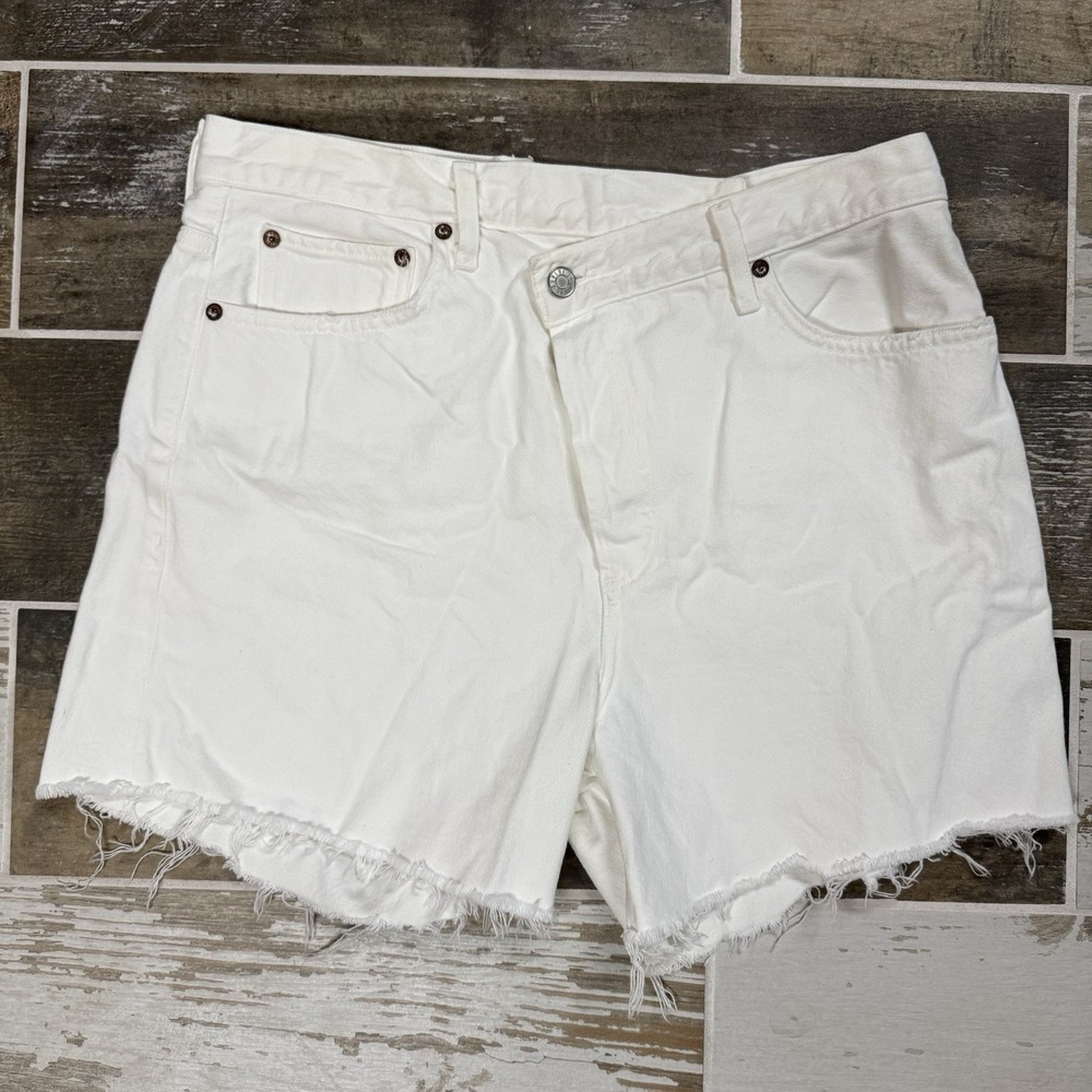 Agolde Criss Cross Jean Shorts Size 30 US In Solid Element White 100% Cotton